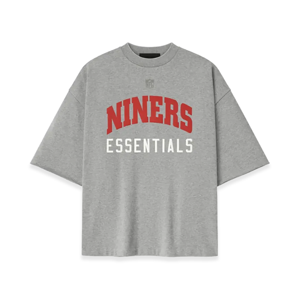 FEAR OF GOD ESSENTIALS Forty Niners 90s 3/4 Sleeve Football Tee "Concrete Heather"