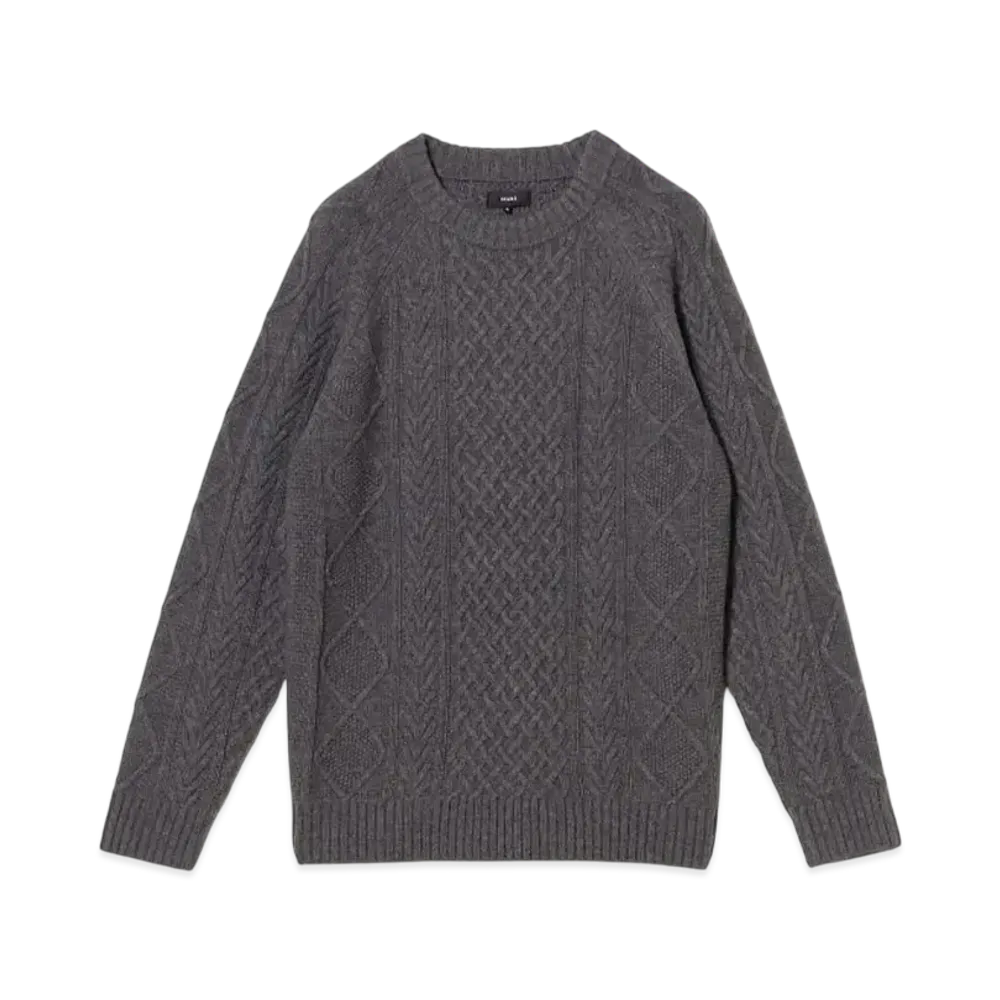 BEAMS 5 Gauge Lambswool Cable Knit "Gray"