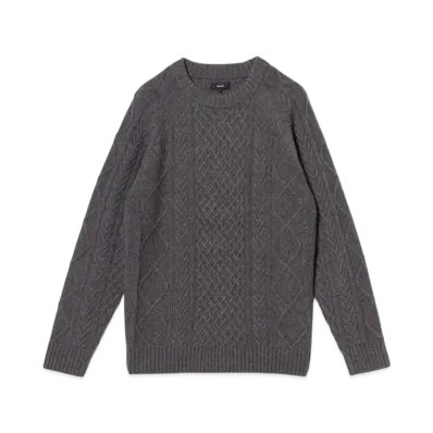 BEAMS 5 Gauge Lambswool Cable Knit "Gray"