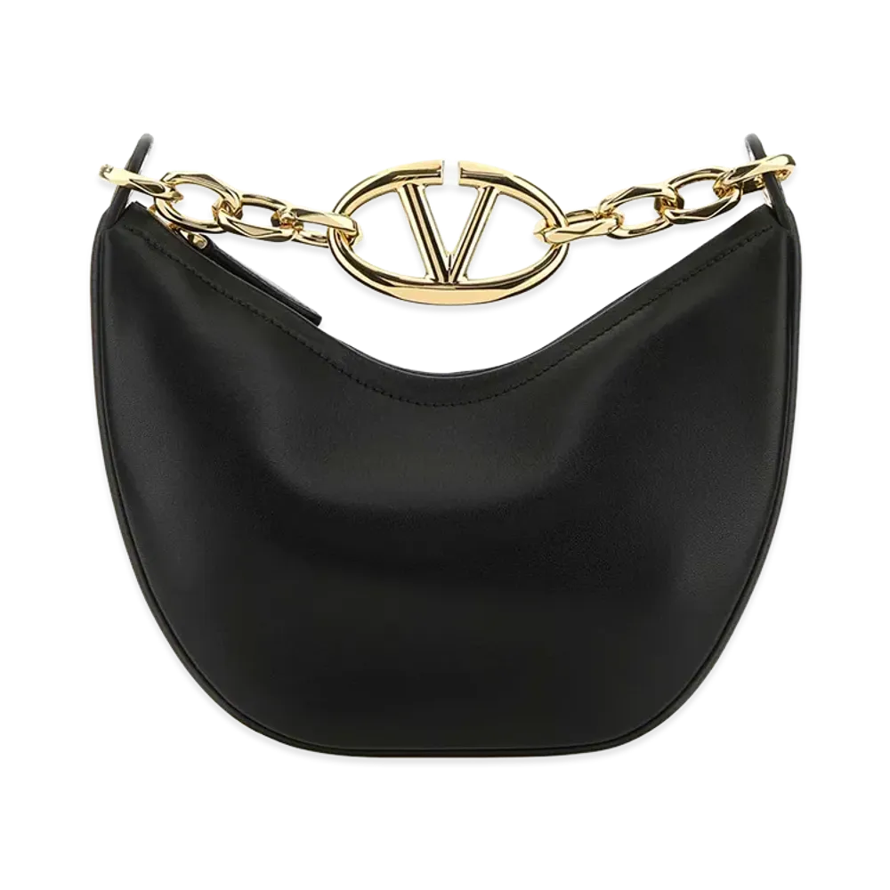 Valentino Women's Leather Small Hobo Vlogo Moon Handbag "Black"