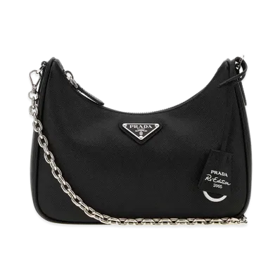PRADA Women's Leather Re-Edition 2005 Shoulder Bag "Black"