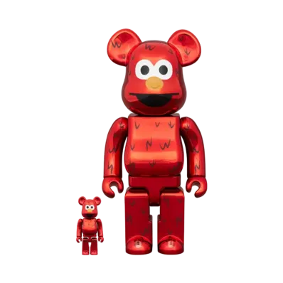 MEDICOM TOY "BEARBRICK" -SESAME STREET- ELMO CHROME Ver. 100% & 400%