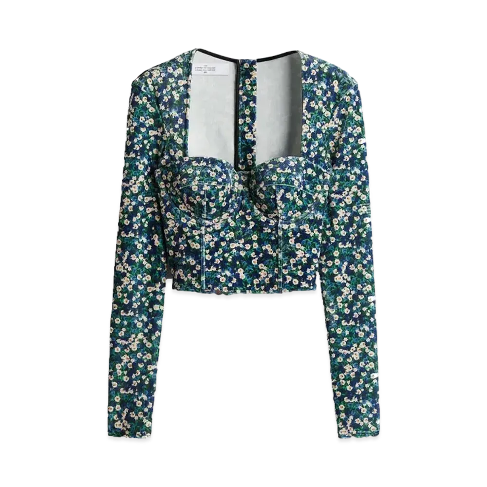 rokh x H&M Corset Style Velor Tops "Bright Blue/Floral"
