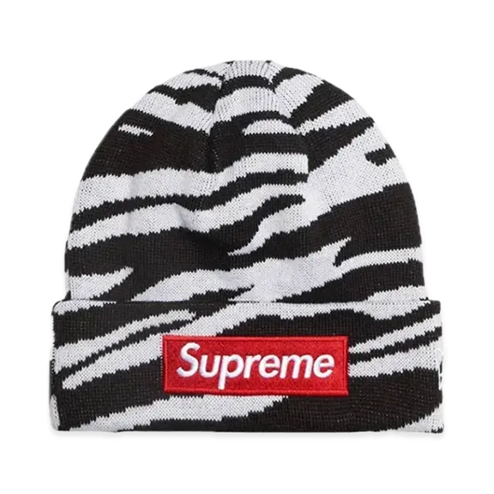 Supreme New Era Box Logo Beanie "Zebra"