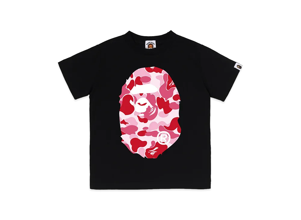 A BATHING APE Kids ABC Camo Big Ape Head Tee "Black/Pink"