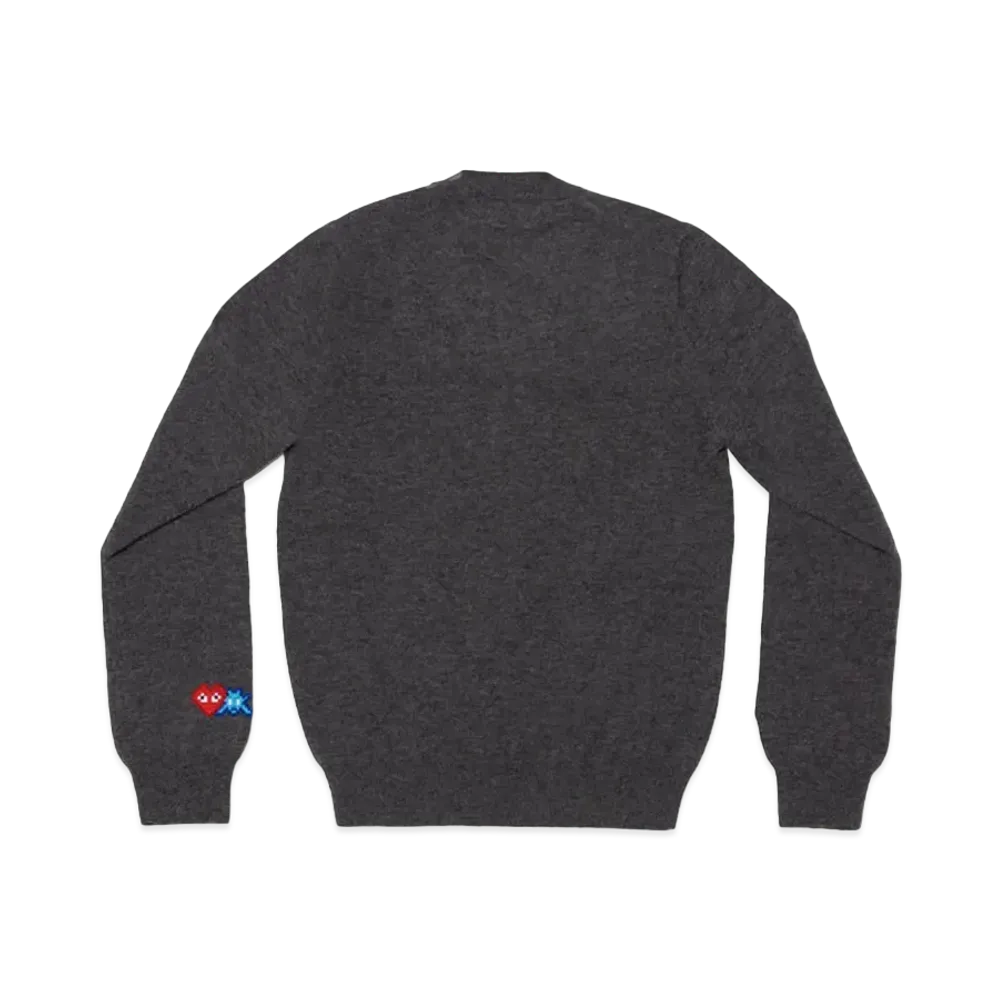 PLAY COMME des GARCONS Invader Women's Lambswool Cardigan "Medium Grey"