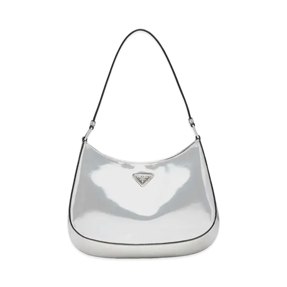 PRADA Cleo Brushed Leather Shoulder Bag "Silver"