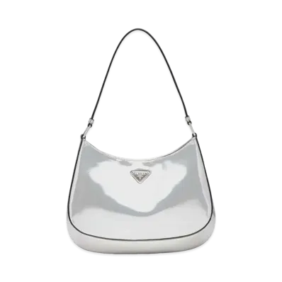 PRADA Cleo Brushed Leather Shoulder Bag "Silver"
