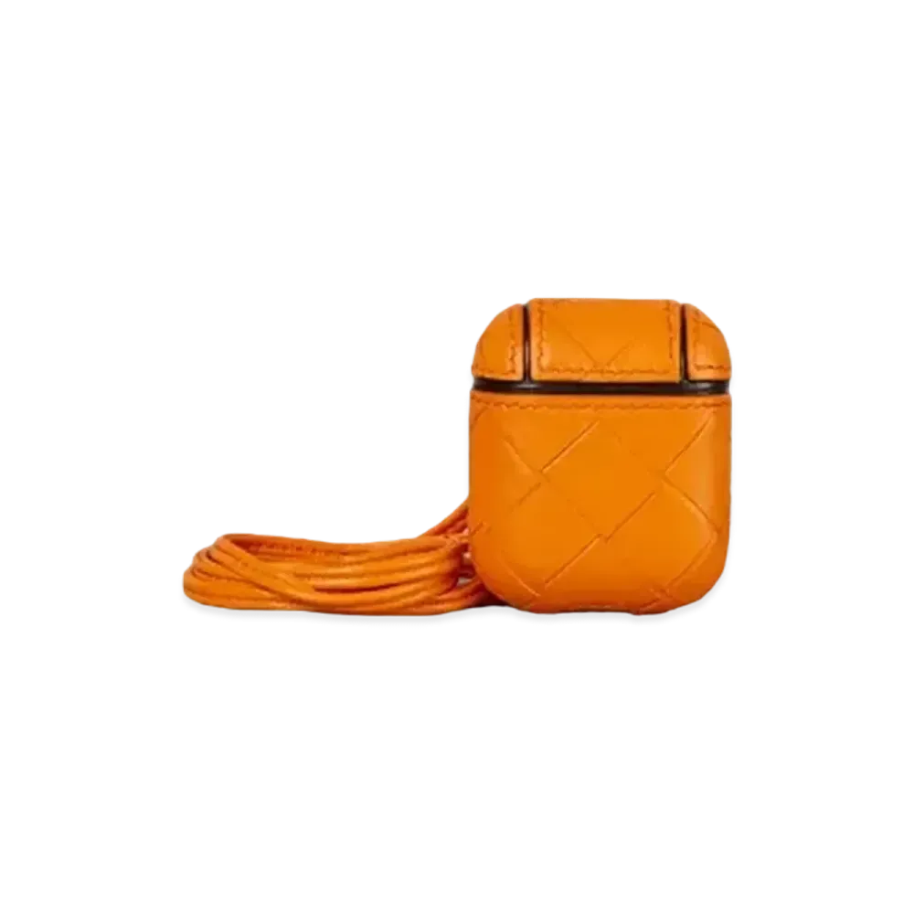 Bottega Veneta Intrecciato Lambskin AirPods Case "Orange"