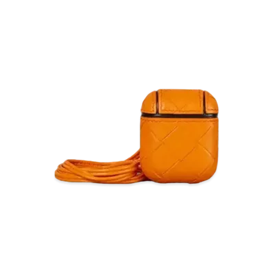 Bottega Veneta Intrecciato Lambskin AirPods Case "Orange"