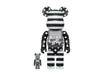 MEDICOM TOY "BEARBRICK" My First Bearbrick Baby Black & White Chrome Ver. 100% & 400%