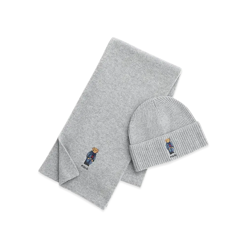 Polo Ralph Lauren Scarf & Knit Cap Set "Grey"