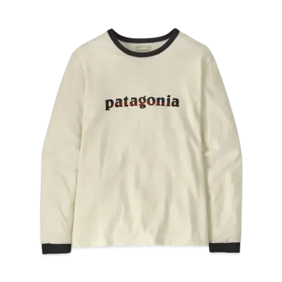 Patagonia Women's Longsleep 73 Text Logo Responsibility "White"
