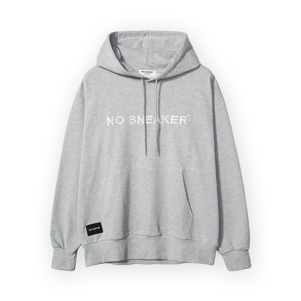 NO COFFEE \ NO SNEAKER EMBROIDERED LOGO HOODIE "GRAY"