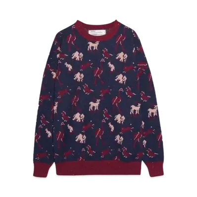 DAIRIKU "ZOO" Oversized Pullover Knit "NAVY&BOUDUEX"