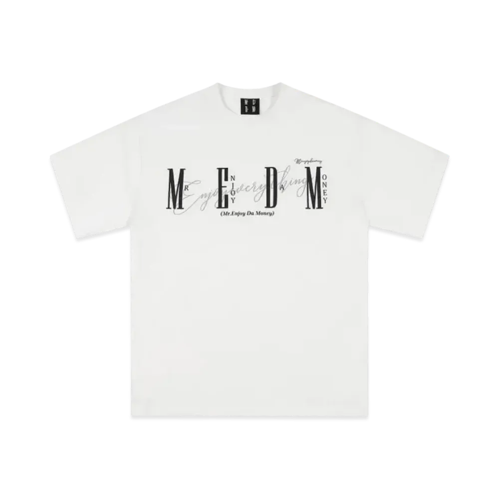 MR. ENJOY DA MONEY Horizontal Logo Handwritten Short Sleeve "White"