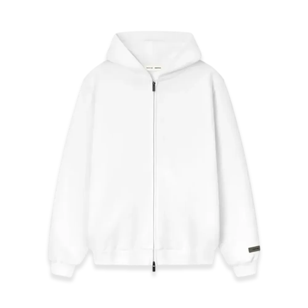 FEAR OF GOD ESSENTIALS Women's 90's Fleece Zip-Up Hoodie "Bright White"