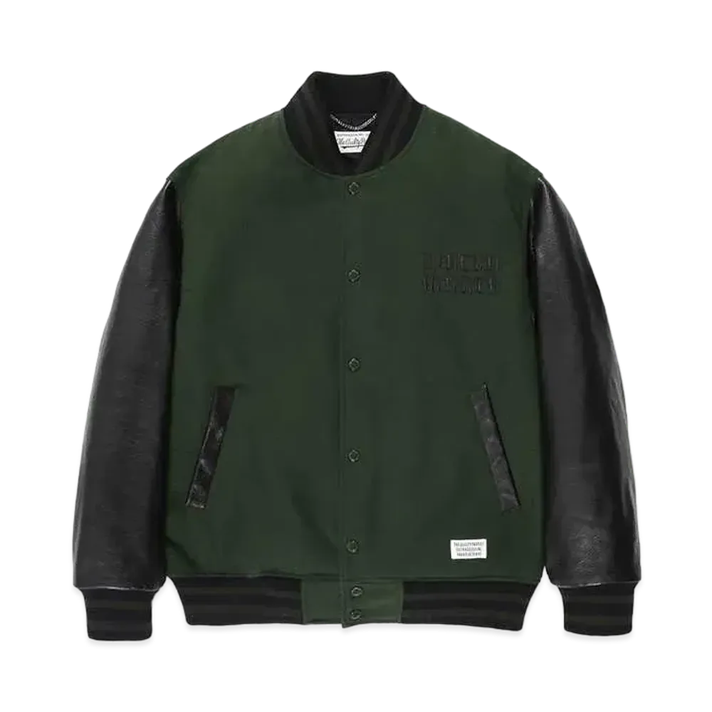 WACKO MARIA Leather Varsity Jacket "Green"