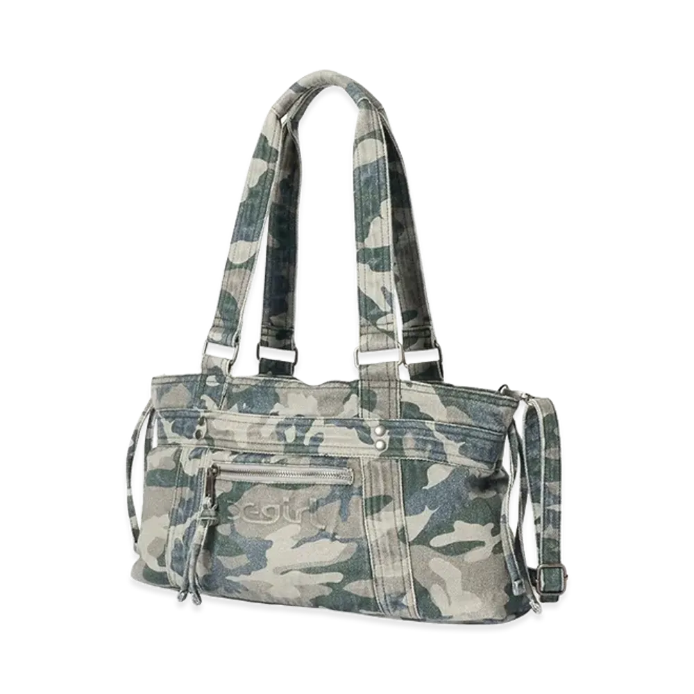 X-Girl Women's Faded Mills Logo Square Bag "Camo"