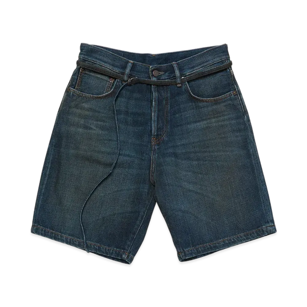 Acne Studios Belted Denim Shorts - Loose Fit "Dark Blue"