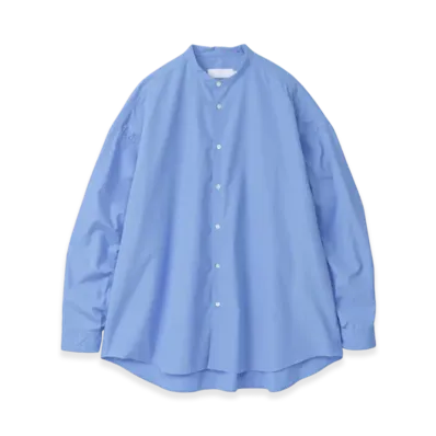 Graphpaper High Count Broad L/S Oversized Band Collar Shirt "Blue"