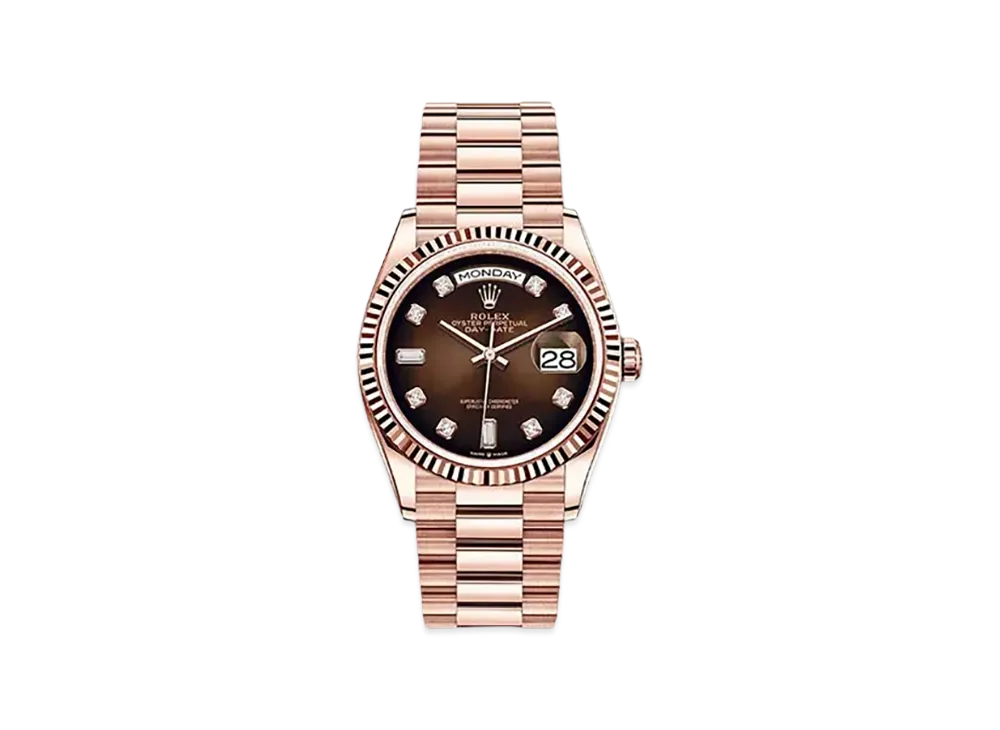 ROLEX Day-Date 36 Chocolate Brown Dial 10P Diamonds 128235A
