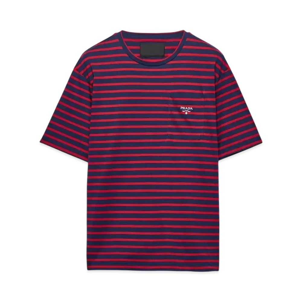 PRADA Men's Striped Cotton T-Shirt "Red/Blue"
