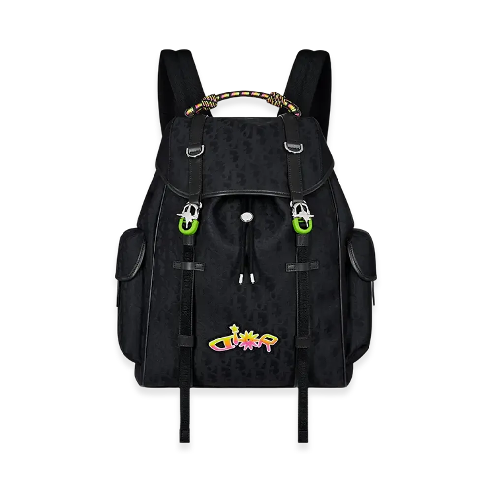 Dior x Lewis Hamilton Dior Hit the Road Backpack in Dior Oblique Nylon & Leather-Effect Technical Fabric "Black/Multicolor"
