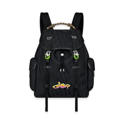 Dior x Lewis Hamilton Dior Hit the Road Backpack in Dior Oblique Nylon & Leather-Effect Technical Fabric "Black/Multicolor"