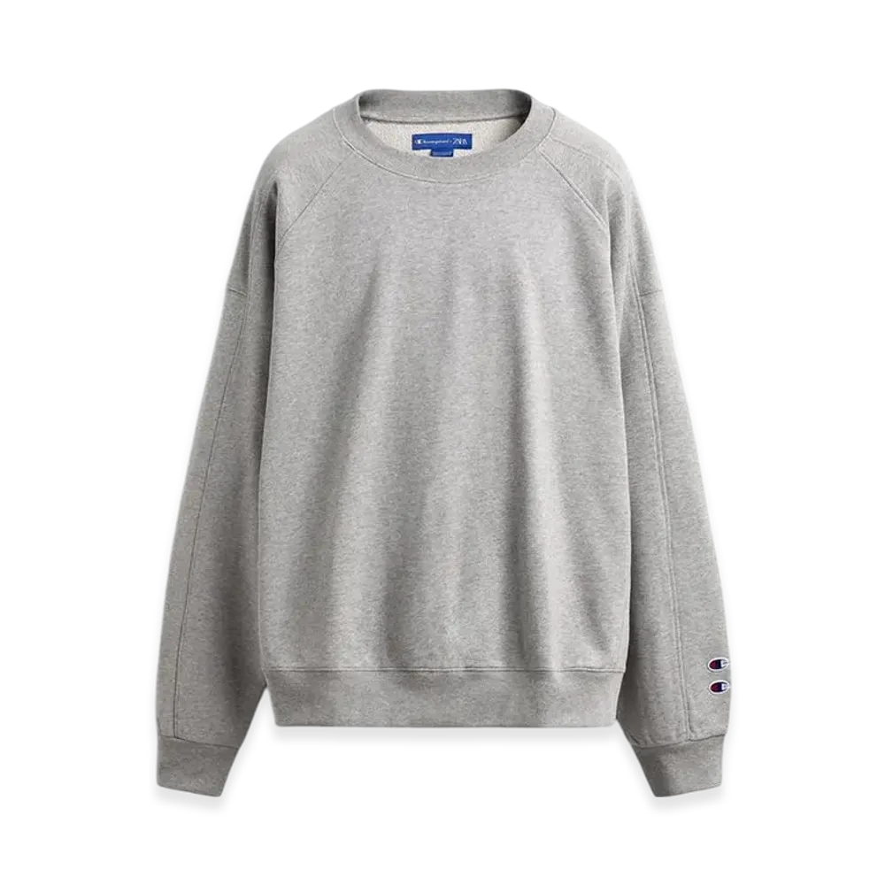 ZARA x CHAMPION Patch Crewneck Sweatshirt "Grey Marl"