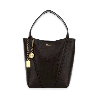 Chloe Women's Leather Small Spin Shopping Bag "Dark Brown"