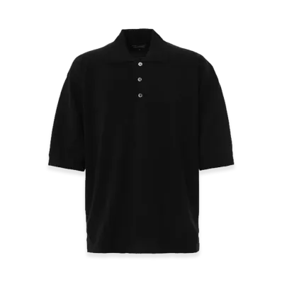 COMME des GARCONS HOMME Cotton Wool Knit Poloshirts "Black"