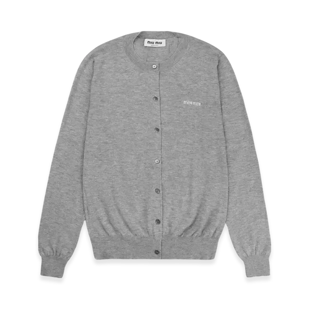 MIU MIU Women's Cashmere Silk Knit Cardigan "Grey"