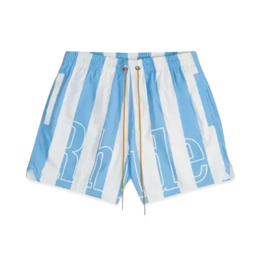 RHUDE Logo Striped Trunks "Light Blue"