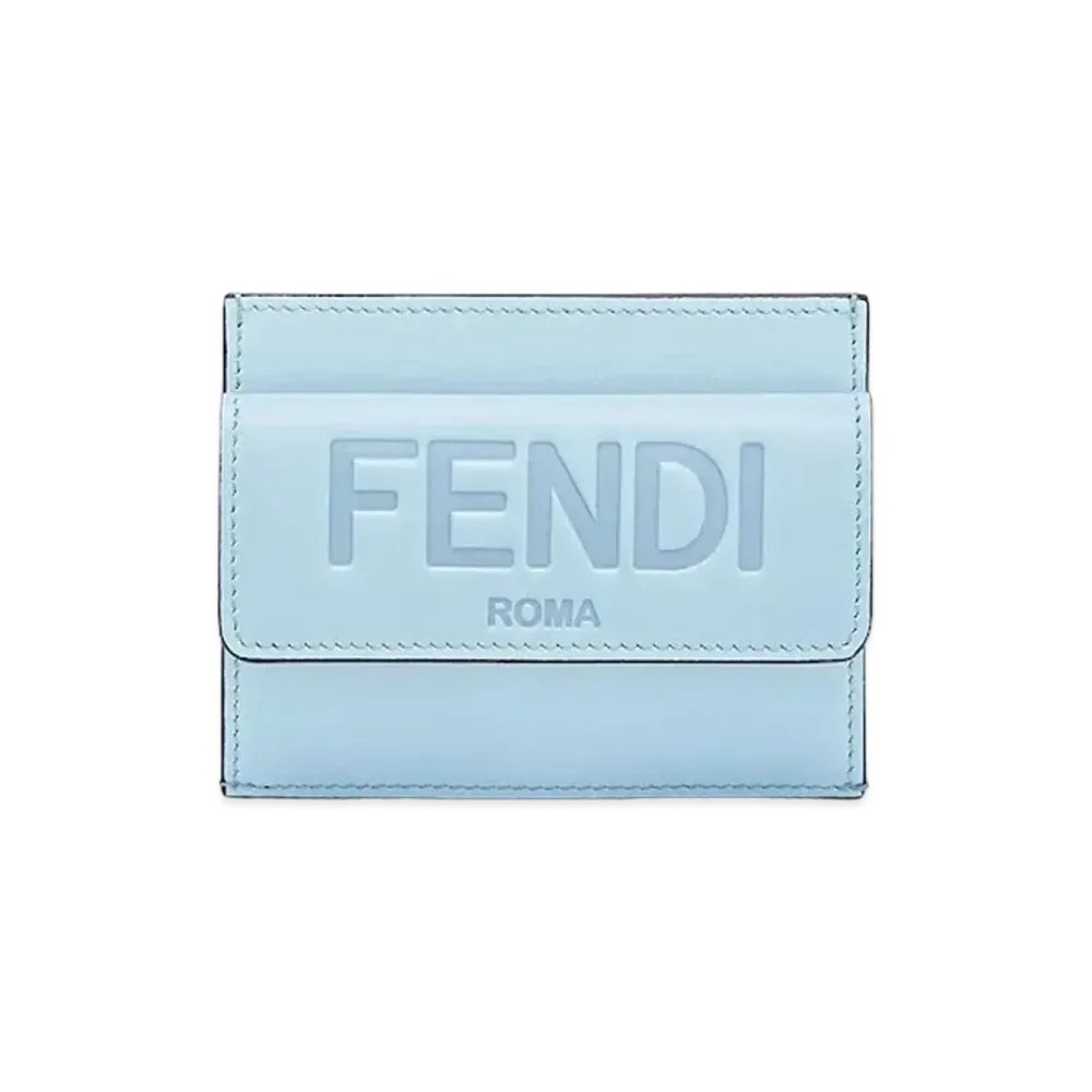FENDI Leather Card Case "Light Blue"