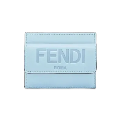 FENDI Leather Card Case "Light Blue"