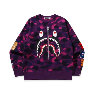 A BATHING APE Color Camo Shark Crewneck Sweatshirt "Purple"
