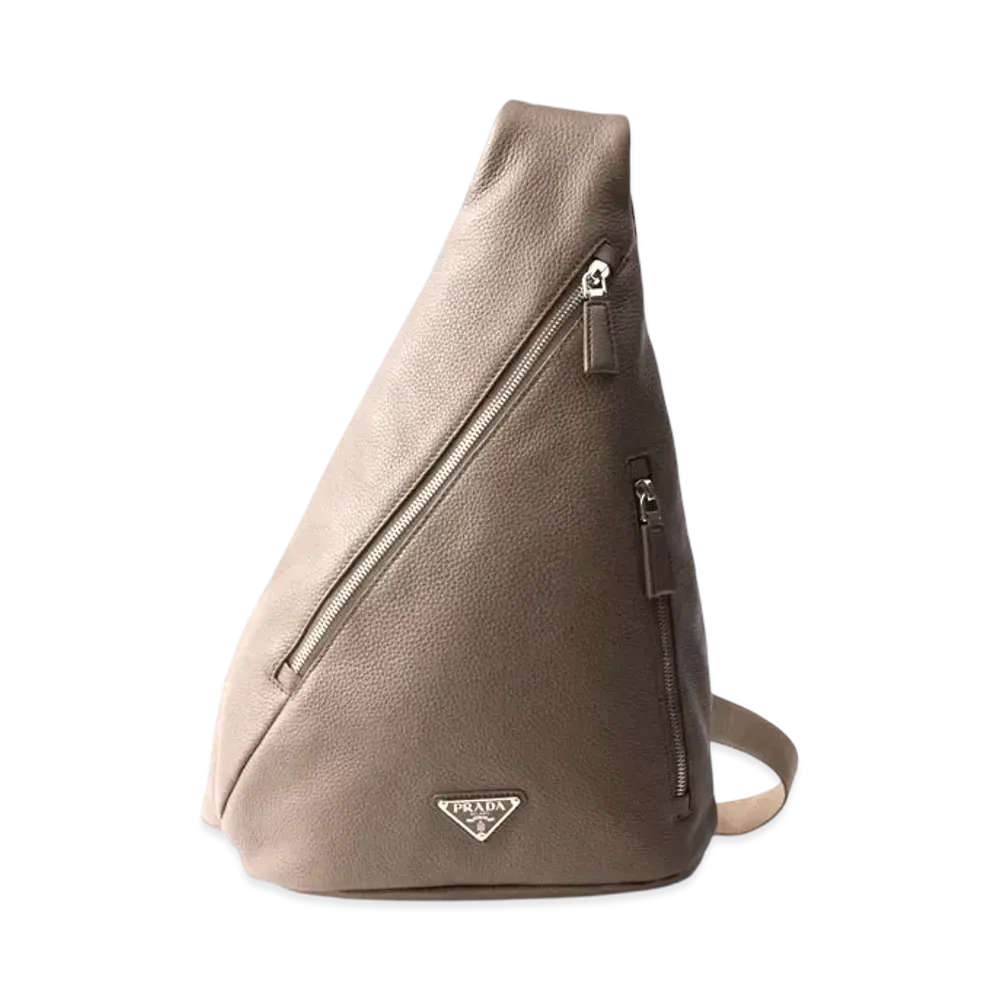 PRADA Prada Cross Leather Bag "Gray Brown"