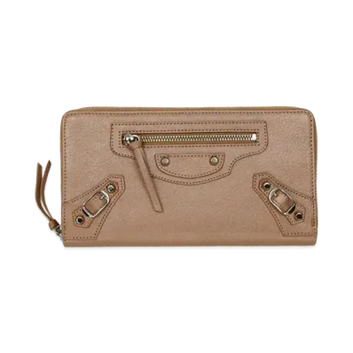 BALENCIAGA Classic Continental leather Zip Around Wallet "Beige"