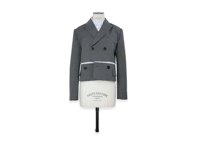 sacai Women's Suiting x Poplin Jacket "Gray/Off White Stripe"