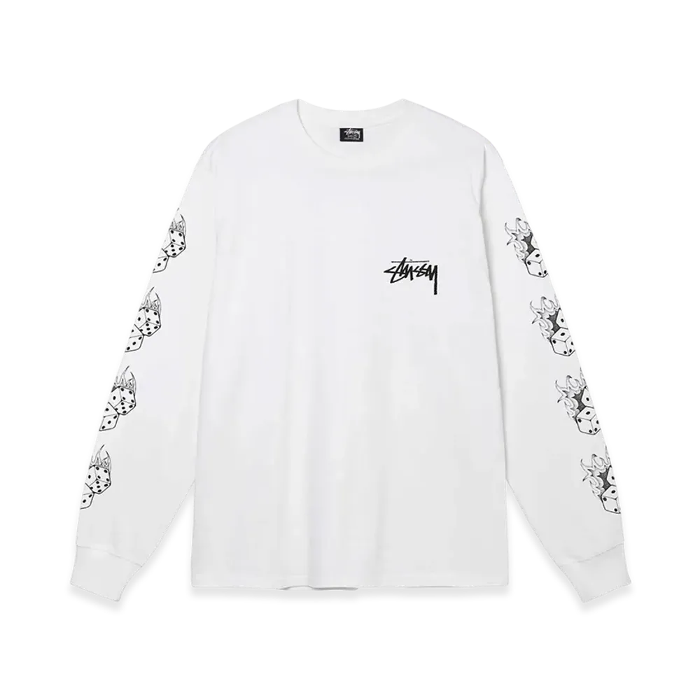 Stussy Fire Dice LS Tee "White"