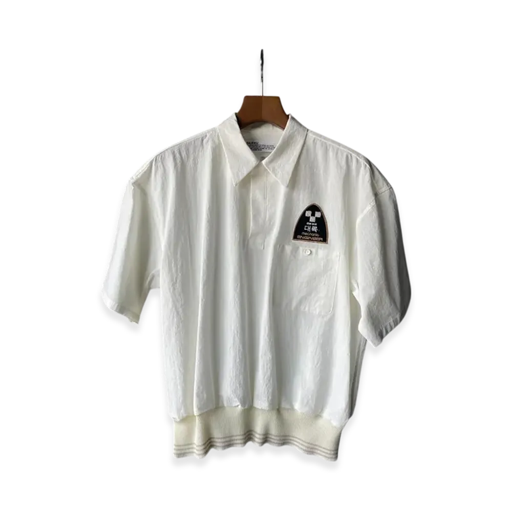 DAIRIKU Embroidary H-S Rib Shirt "White"