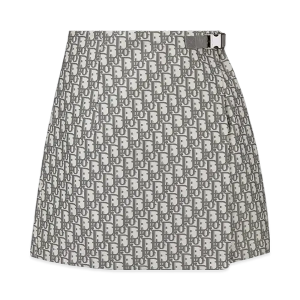 Dior Women's Skort Technical Taffeta Jacquard Oblique Motif "Gray"