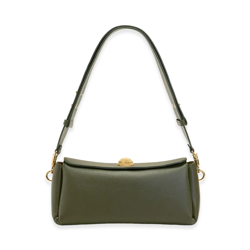 AMI PARIS Cow Leather Carrousel Bag "Green"