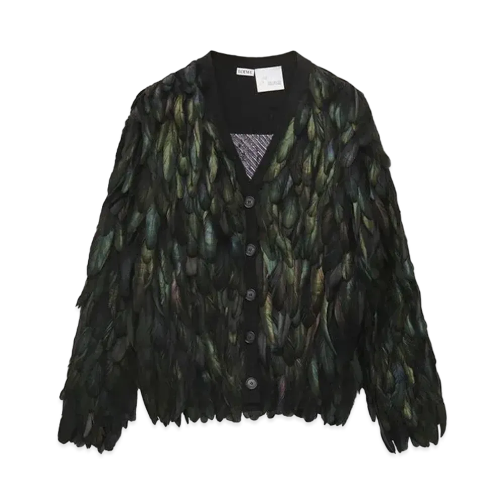LOEWE x Howl's Moving Castle Howl Cardigan In Wool and Feather "Black"