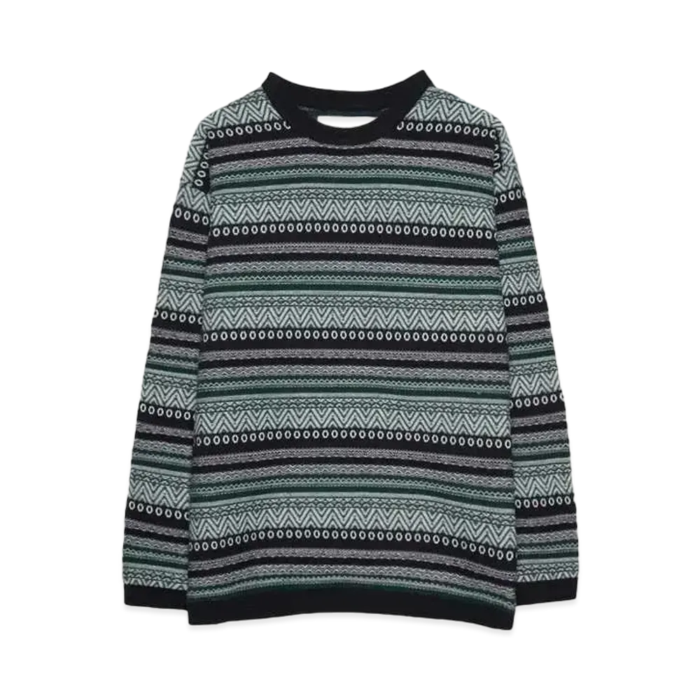 White Mountaineering STRIPE JACQUARD PULLOVER "NAVY"