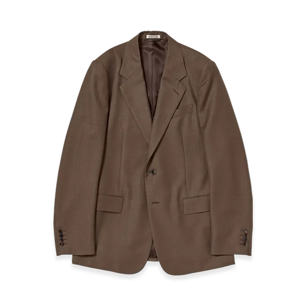 AURALEE Bluefaced Wool Jacket "Brown Red Stripe"