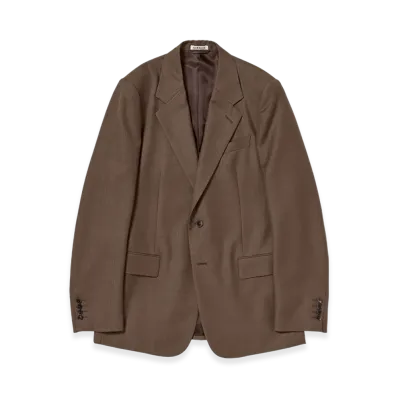 AURALEE Bluefaced Wool Jacket "Brown Red Stripe"