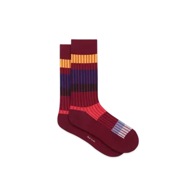 Paul Smith Contrast Striped Ribbed Socks "DrakRed"