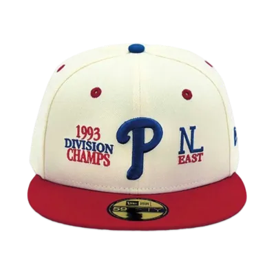 NEW ERA x THE CAP 59Fifty 93 Division Series Philadelphia Phillies "Chrome White/Scarlet"